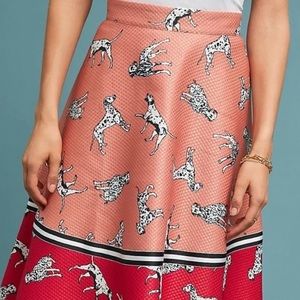 Anthropologie Hutch Dalmatian Dog Print Fit & Flair Skirt